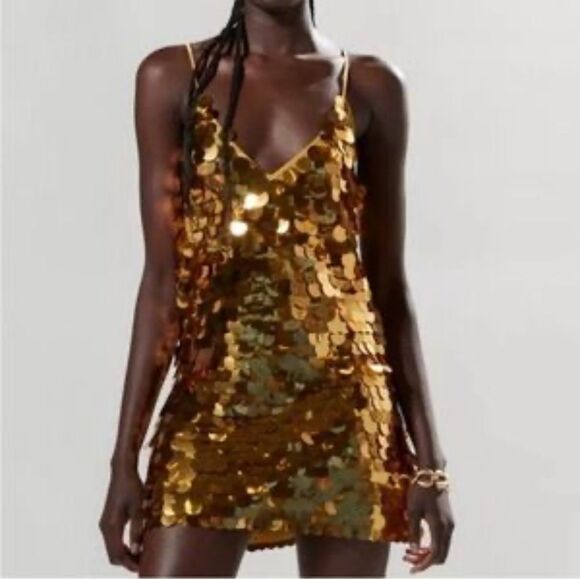 silence + noise Dresses & Skirts - Silence + Noise  Sequin Gold Mini Gold  Dress(Size Medium)